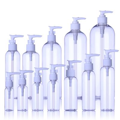 China Household Products Washing Empty Round Bottle Hand Sanitizer Hand Sanitizer Pump Bottle Plastic Transparent Lotion Pet Shampoo Plastic Bottle for sale