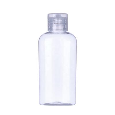 China BEAUTY PACKAGING PET 60ml 2OZ Hand Wash Sanitizer Empty Flat Bottles Clear Flip Cap Screen Printing Makeup Packaging Roll On Plastic Bottle for sale