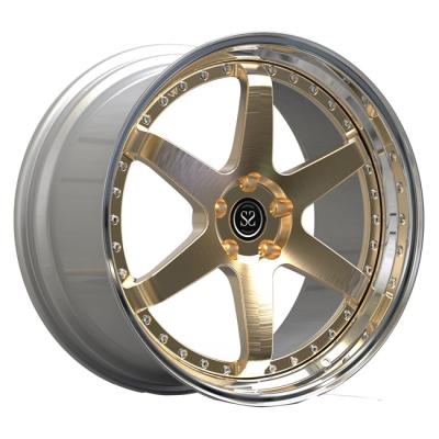 China 19inch Luxury 2 Piece Forged Wheels Light Gold Disc Polished Lips For Audi S3 for sale