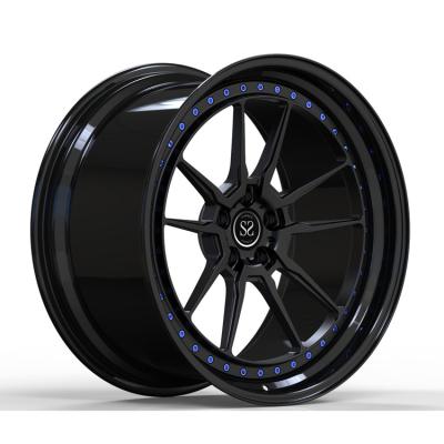 China Gloss Black Lips 2 Piece Forged Wheels For Volkswagen T6 20inch Satin Face Rims for sale