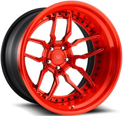 China 3 PC 5x120 BMW E90 320i Wheels  18 19 20 21 22Inch Red Machine Face Forged Alloy Custom Rims for sale