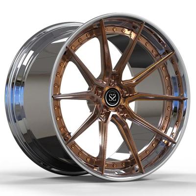 China 18x9.5 And 18x10.5 Custom 2-PC Forged Aluminu Alloy Rims Polished Lip+Bronze Disc For BMW M4 for sale