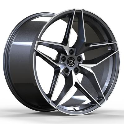 China Gun Metal 1 Piece Forged Wheels Machined Face Monoblock Rims 20 Inch 5X108 for sale