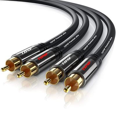 China High Quality Speaker RCA Audio Cable 2 RCA to 2 RCA 24K Gold Plated Oxygen Free Shielded Male to Male Audio Cable Pro Series for sale