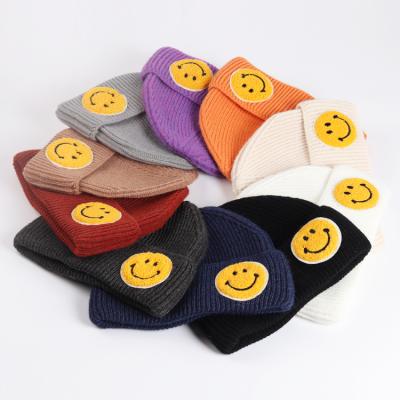 China GuanLingLong COMMON OEM Design New Smiley Sombrero Tejido Gorra Woolen Knitted Hat Winter Cute Beanie Cap for sale