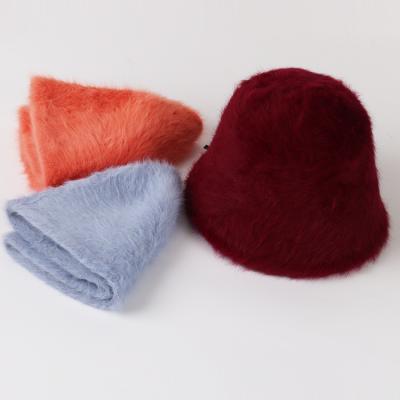 China Image Guanlinglong OEM Autumn Factory Direct Sale High Quality Solid Color Winter Hat Hairy Lady Bucket Hat for sale