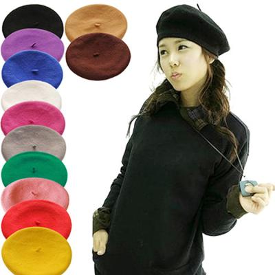 China Image GuanLingLong High Quality 100% Wool Berets Fashion French Ladies Customized Beret Free Samples for sale