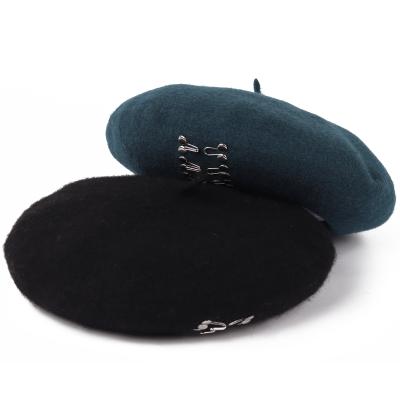 China Custom Made Autumn And Winter Fashion Plush Ladies Painter British Shiny Wool Warm Beret for sale