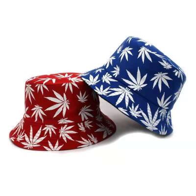 China 2021 Character Color Printing Maple Leaf Pot Hat Summer Sunscreen Fisherman Hat for sale