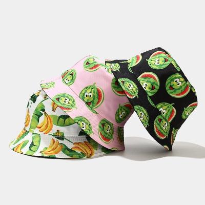 China Custom OEM Picture Printing Fisherman Hat Cute Fruit Girl Hat Bucket Hat for sale