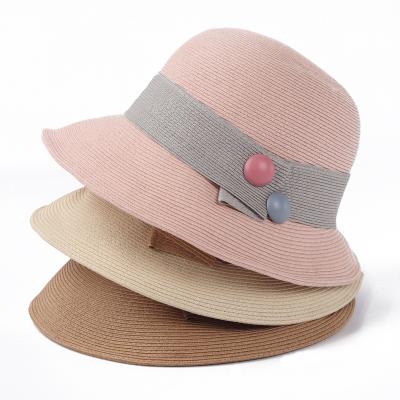 China High Quality Straw Woven Bucket Hat Summer Sun Hat Custom Logo Character Straw Hat for sale