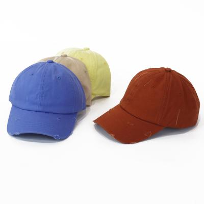 China breathable & 2021 New Spring Adjustable Baseball Cap Broken Hole Solid Color Waterproof Casual Hat Wholesale for sale