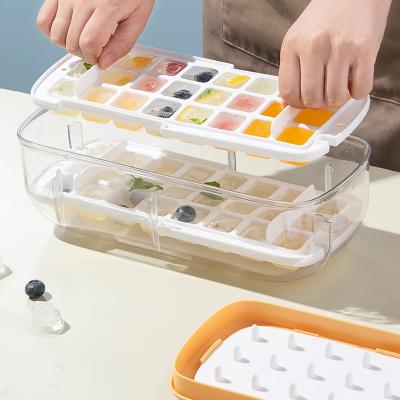 China Sustainable Wholesale Lattice Double Layers Custom Safety Ice Cube Molds Ice Tray Silicone With Lid for sale