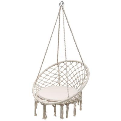 China Modern Indoor Outdoor Handmade Cotton Rope Hanging Seat Macrame Hammock Swing Chair for sale