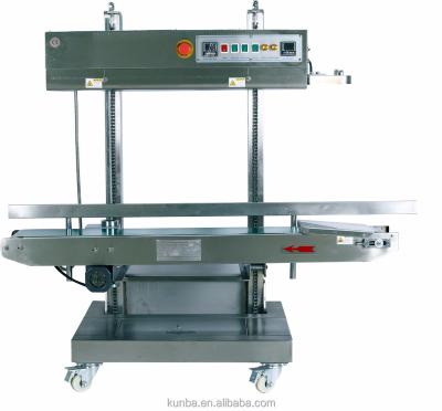 China CBS-1100V Heavy Duty Vertical Continuous Garment Pattern Stainless Steel Band Sealer Plastic Bag Sealing Machine for sale