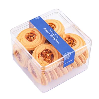 China Disposable Customized Square Plastic Cake Biscuit Mousse Box Food Packaging Box for sale