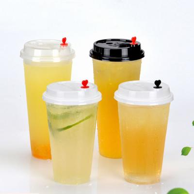 China Single wall disposable plastic U shaped cup of boba bubble tea cup brand logo milkshake tea cups for sale