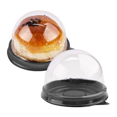 China DISPOSABLE Packaging Container Transparent Round Plastic Moon Dome Baking Box PS Blister Disposable Cake for sale