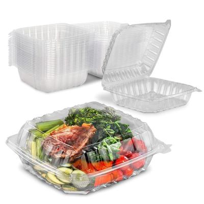 China PUNCHES Disposable Plastic Catering Packaging Container, Clear Plastic Hinged Takeout Box Food Container Clamshell Box Cake Decoration for sale