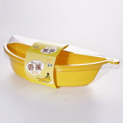 China Custom Wholesale DISPOSABLE Bulk Food Grade Pet Shape Banana Cake Plastic Packing Box For Sale for sale