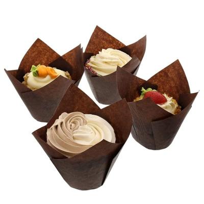 China Disposable Greaseproof Tulip Baking Paper Cups Cupcake Liners Baking Cups Packaging Roll Liners for sale