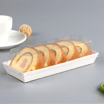 China Recyclable Custom Chocolate Cake Ball Bread Sandwich Bread Rectangle Paper Packaging Display Box With Clear Lid for sale