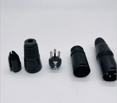 China XLR 3 Pin Male /Female Mic Microphone Connector Audio Microphone Parts, Black Housing for sale