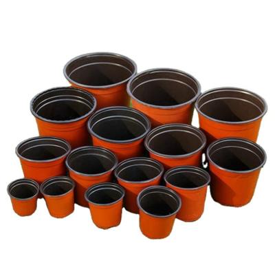 China CLASSIC Cheap Garden Flower Nursery Grow Plant Round Two Color Red Double Tone Soft Plastic Flexible Flowerpot for sale