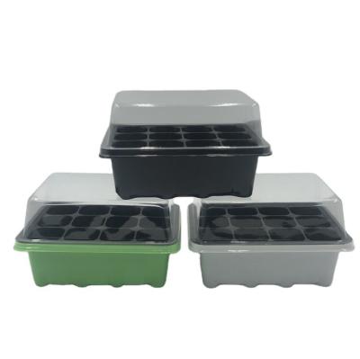 China CLASSIC 12 Cells Planting Seed Tray Kit Plastic Nursery Pots Plant Germination Box with Dome and Low Garden Grow Box for sale