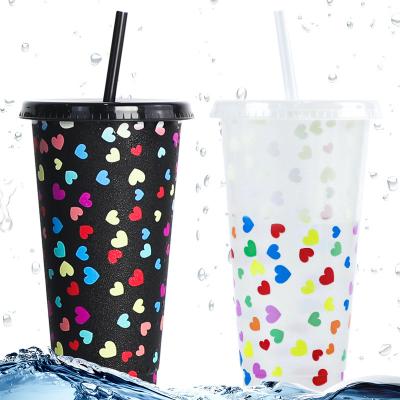 China 710ml Viable Cold Discoloration Straw Mug 710ml Easter Day Straw Cup PP Plastic Thermochromic Cuphigh Value Mug for sale