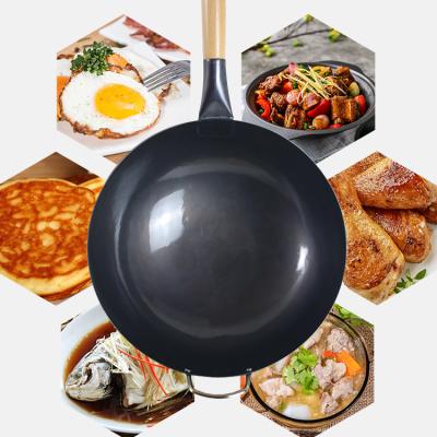 China Sustainable Frying Wok Round Molded Wok Pan Burner Carbon Steel Chinese Stove Wok Pan And Frying Kitchen Panelas for sale