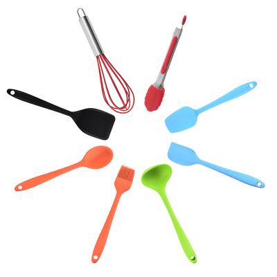 China Stocked 8 Pieces Beater Spatula Spoon Set Cooking Tools Cocina Silicone Cookware Kitchen Accessories for sale