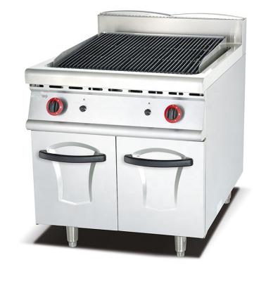 China Easily Assembled Commercial Restaurant Kitchen Cooking Gas Lava Rock Grill With Equipment Cabinet Te koop