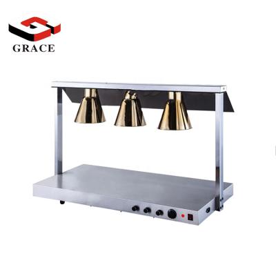 China Stainless Steel Best Selling Three Bulbs Stainless Steel Electric Food Heater Buffet Warmer Heat Lamp en venta