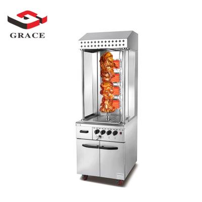 China Automatic Rotary 4 Burner Standing Single Vertical Doner Machine With Cabinet Shawarma Machine Gas With Wheels à venda