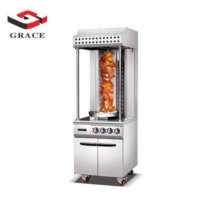 China Automatic Rotary Free Standing Electric Single Skewer Doner Kebab Machine Shawarma Machine With Cabinet Te koop