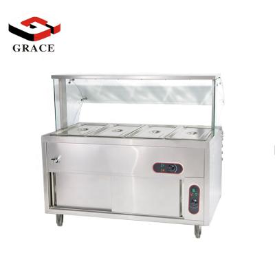 China Commercial Stainless Steel Restaurant Stainless Steel 4 Free Standing Container Bain Marie Buffet Counter en venta