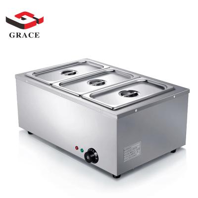 China Durable Stainless Steel Restaurant Equipment Bain Marie 3 Container Electric Buffet Food Warmer for sale