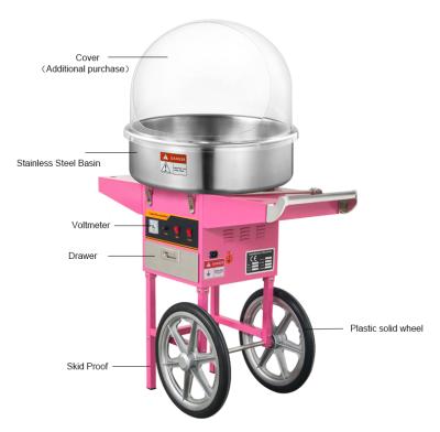 Cina Commercial Sourcing Cotton Candy Machine Commercial Easy Operating Candy Floss Maker With Trolley in vendita