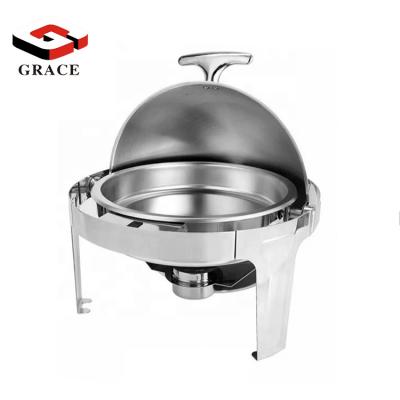 China Hot Sale Luxury Durable Stainless Steel Round Food Warmer Buffet Chafing Dish for sale