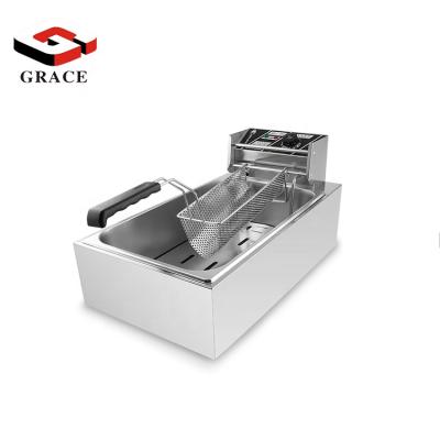 China Hotels Large Capacity Commercial Countertop Potato Chips Frying Machine Electric Deep Fryer Long for sale