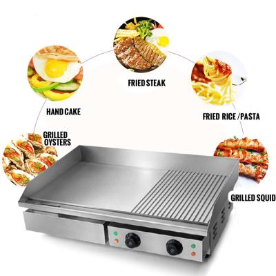 China Grace Kitchen Stainless Steel Half Flat Easily Cleaned Grooved Electric Burger Grill Machine zu verkaufen