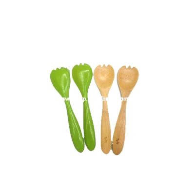 China Eco-friendly Colorful Bamboo Salad Spoon Salad Serving Spoon And Fork For Sale for sale