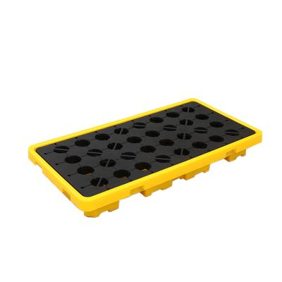 China Virgin HDPE Single Sided 2 Drum IBC Spill Containment Yellow Detachable Plastic Pallet for sale