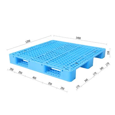 China 1400x1200mm HDPE Steel Reinforced Stretching 1.4m Euro Pallet Single Sided 3 Skids Heavy Duty Plastic Pallet for sale