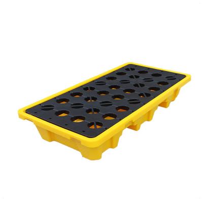 China Virgin HDPE Single Sided 2 Drum Yellow Detachable Plastic IBC Flip Up Restraint Pallet for sale