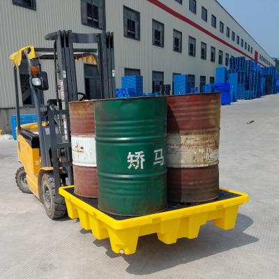 China Four 4 drum single sided yellow detachable large size plastic ibc spill pallet of virgin HDPE for sale