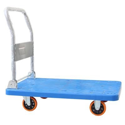 China Storage 200kgs Four Wheels Warehouse Plastic Foldable Hand Truck / Trolley Platform Trolley for sale