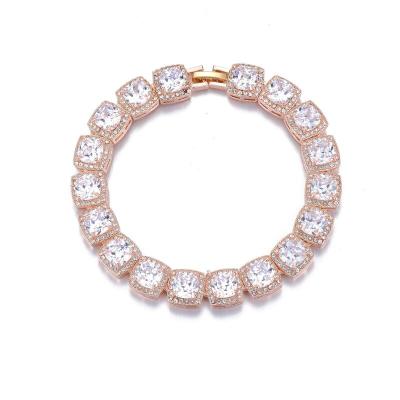 China Diamond Ice Out Cuban Link Chians 8mm Blingbling Hiphop Jewelry Iced Out Diamond Crystal Tennis Chain Bracelet Pink for sale