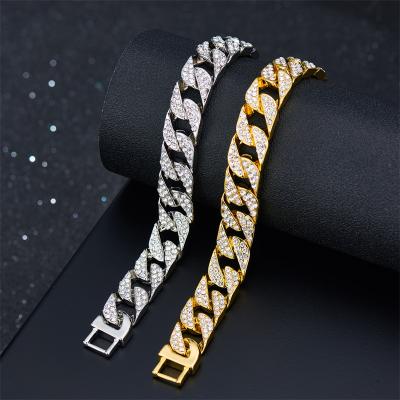 China New Arrival Hiphop Cuban Link Chain Bracelet Zircon Iced Out Diamond Bracelet Men Jewelry for sale